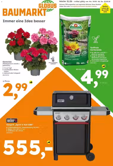 Leidinio virselis: Globus Baumarkt akcijų leidinys Nr. 4 (Galioja nuo 2026-05-18 iki 2026-05-23)