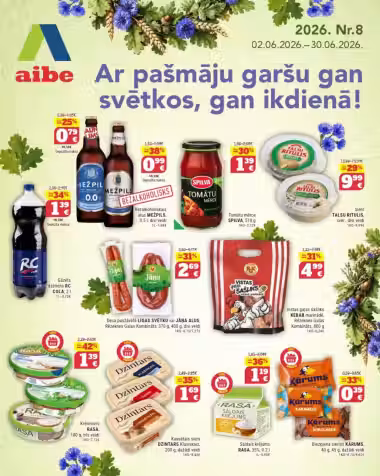 Brochure cover: Aibė Latvia promotions leaflet (Valid from 2026-06-02 to 2026-06-30)