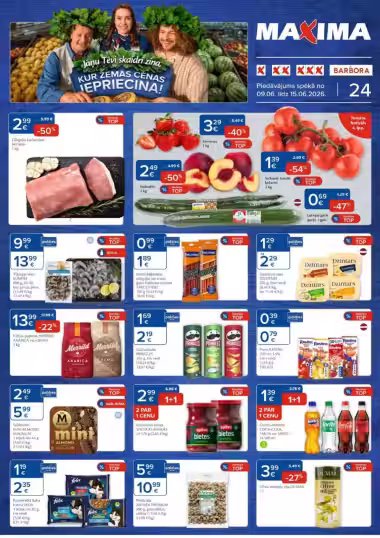 Brochure cover: Maxima Latvia promotions leaflet (Valid from 2026-06-09 to 2026-06-15)