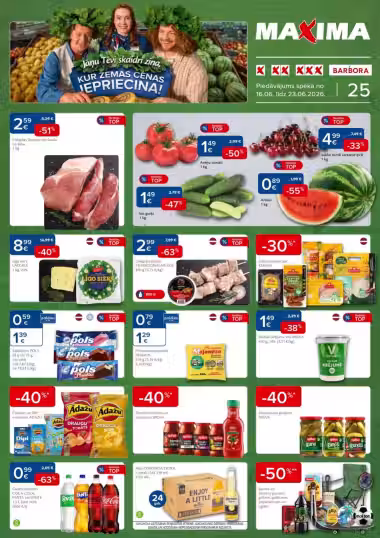 Brochure cover: Maxima Latvia promotions leaflet (Valid from 2026-06-16 to 2026-06-23)