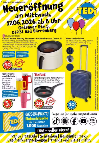 Brochure cover: Tedi promotions leaflet (Valid from 2026-06-17 to 2026-06-24)