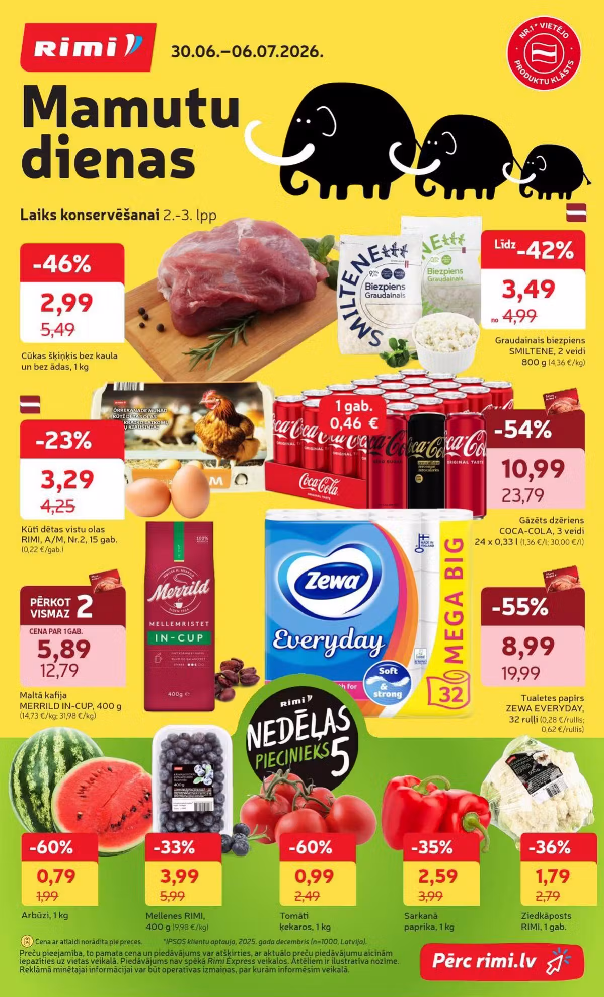 Leidinio perziura: Rimi Latvia akcijų leidinys Nr. 1 (Galioja nuo 2026-06-30 iki 2026-07-06)