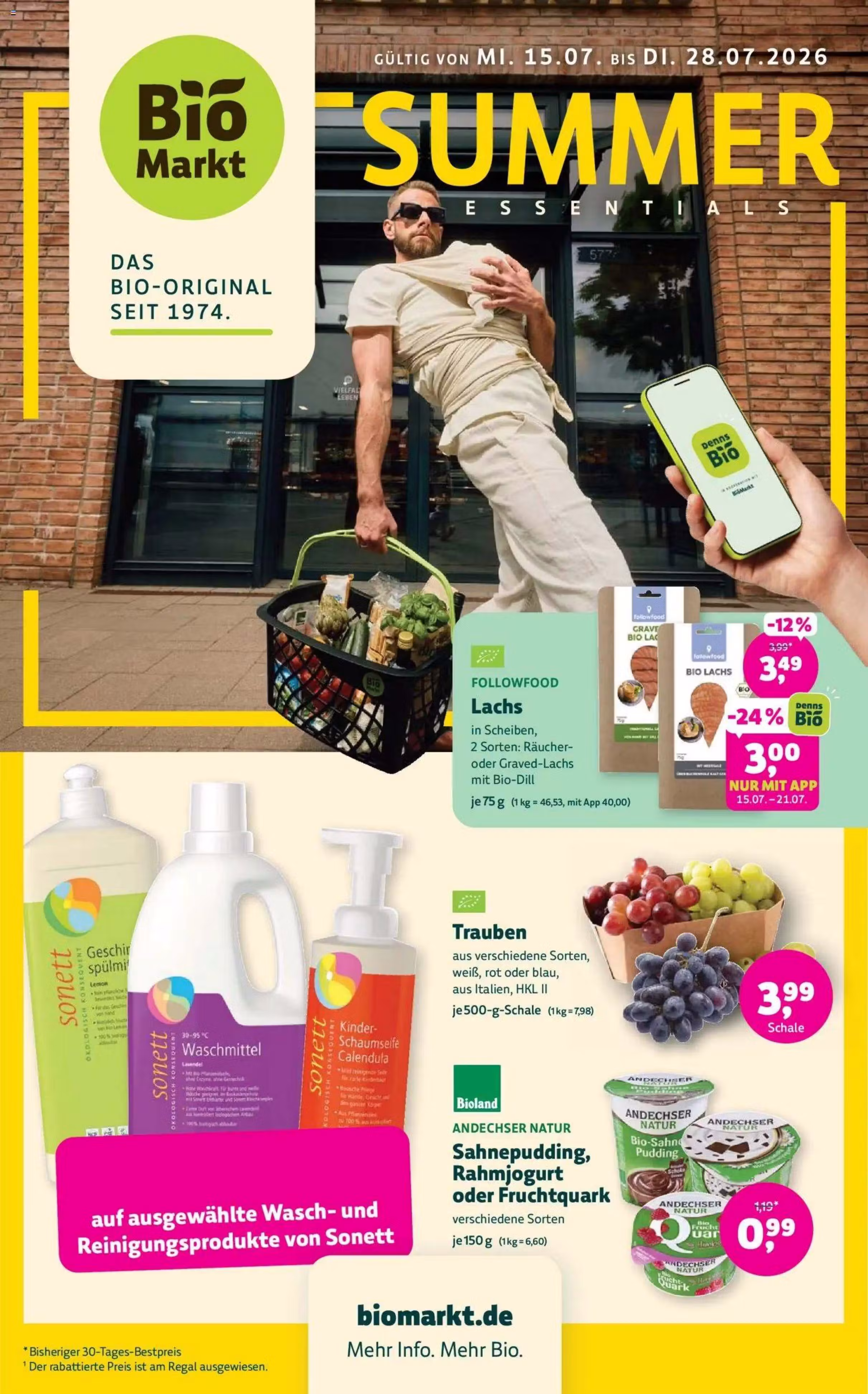Brochure preview: Biomarkt Denns promotions leaflet (Valid from 2026-07-15 to 2026-07-28)