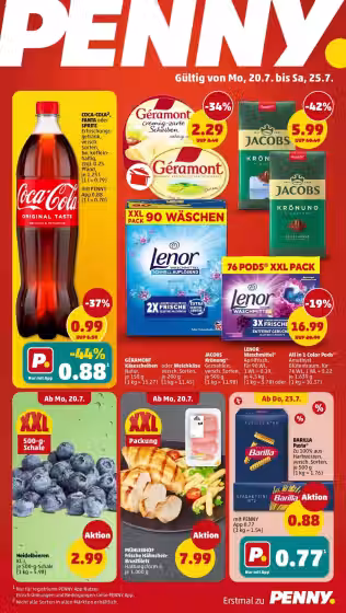 Brochure cover: Penny promotions leaflet (Valid from 2026-07-20 to 2026-07-25)