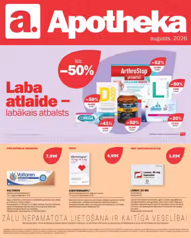 Brochure cover: Apotheka promotions leaflet (Valid from 2026-08-01 to 2026-08-31)