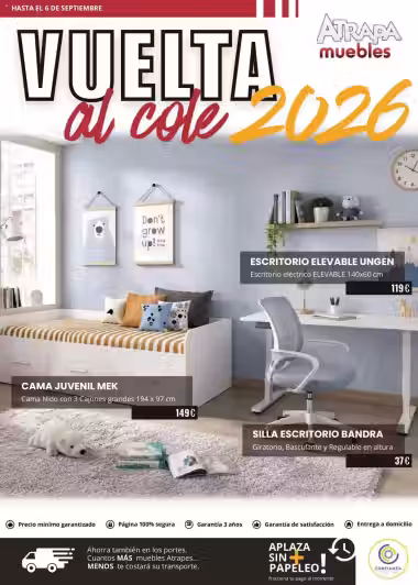 Brochure cover: Atrapa Muebles promotions leaflet (Valid from 2026-08-25 to 2026-09-06)
